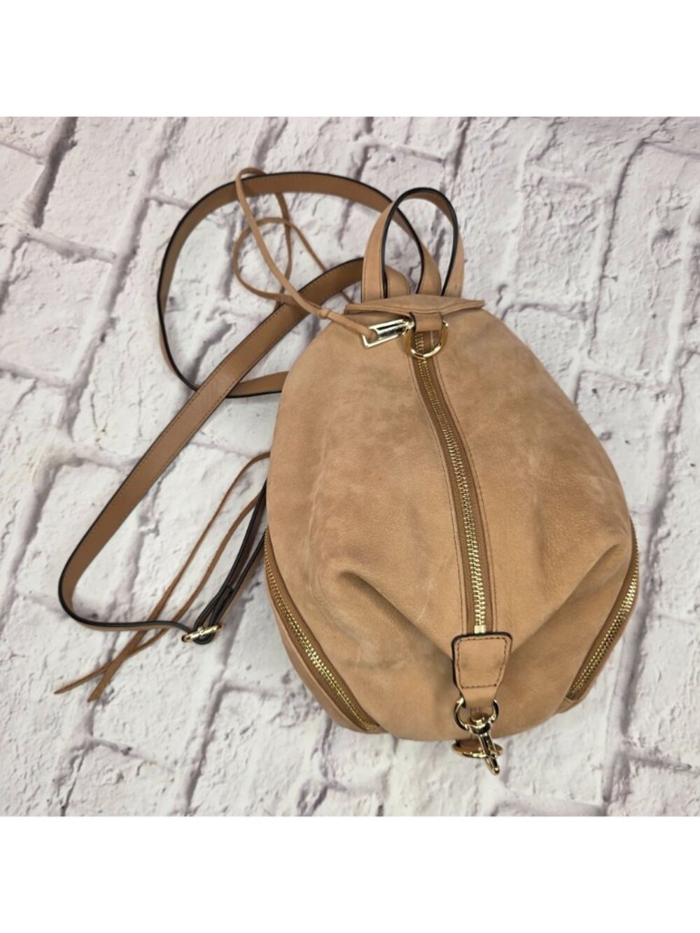 Rebecca Minkoff Julian Backpack Tan Brown Leather Gold Hardware - Picture 3 of 14